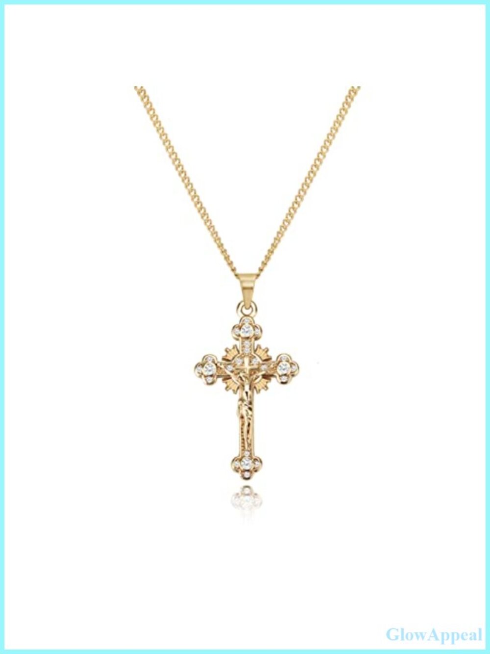 18K Gold Plated Cross Pendant Choker Necklace Stainless Steel